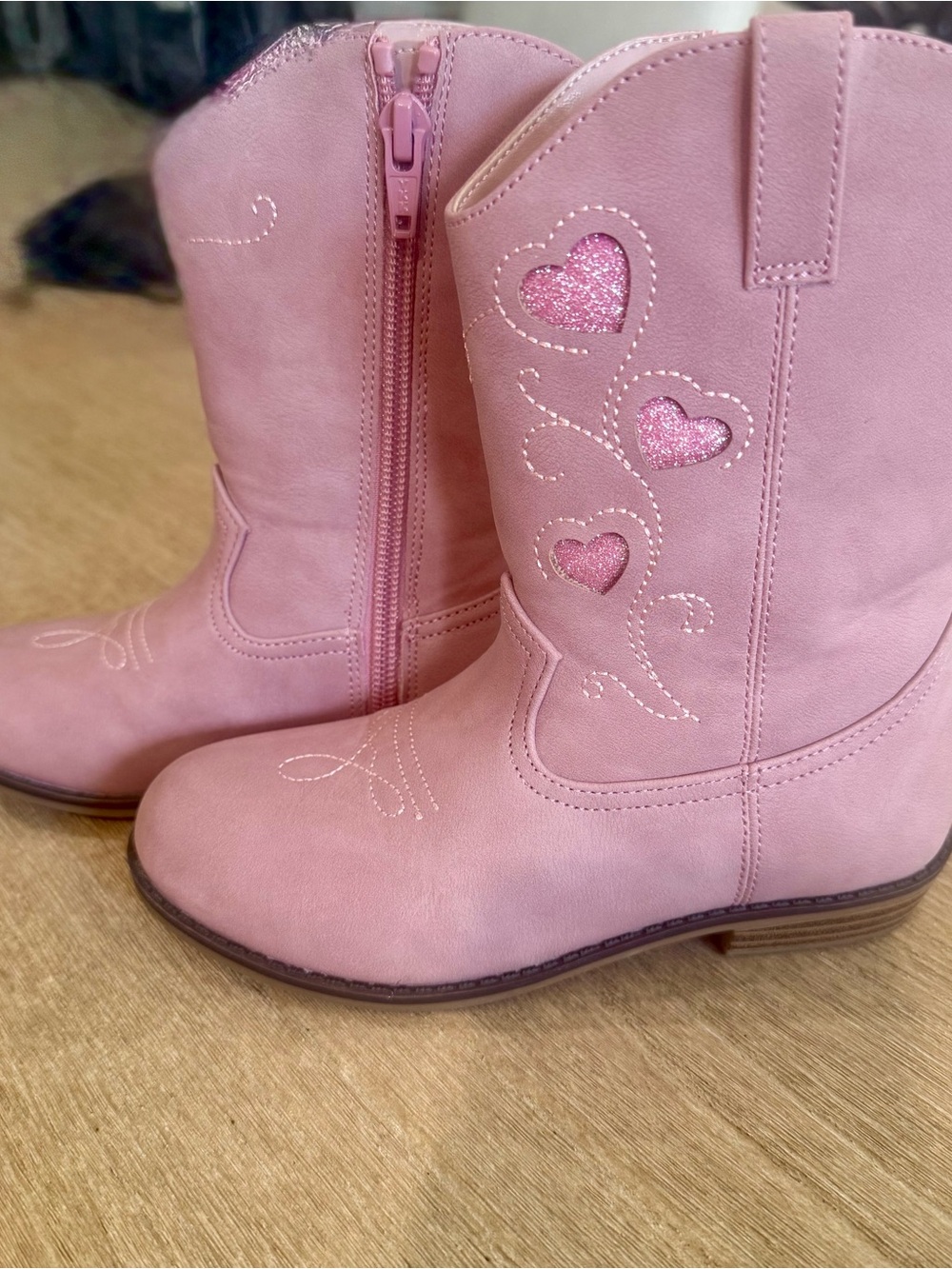 Gymboree Pink Glitter Heart Kids Cowboy Boots